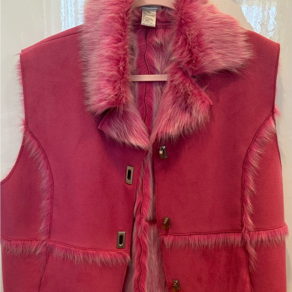Vintage pink furry vest